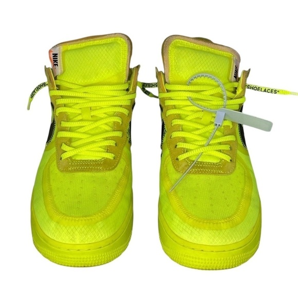 Off-White x Nike Air Force 1 Volt Yellow Sneakers Size 13 AO4606-700 2018